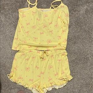 LSF inspired Collections Yellow Chemise Set with Pink Accents in EUC!